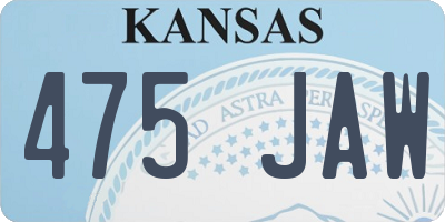 KS license plate 475JAW
