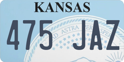 KS license plate 475JAZ