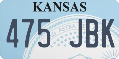KS license plate 475JBK