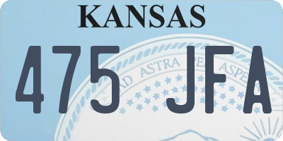 KS license plate 475JFA