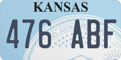 KS license plate 476ABF