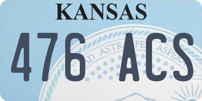 KS license plate 476ACS
