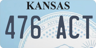 KS license plate 476ACT