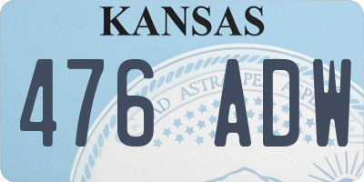 KS license plate 476ADW