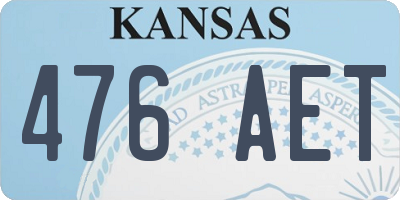 KS license plate 476AET