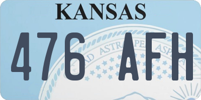 KS license plate 476AFH