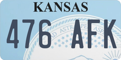 KS license plate 476AFK
