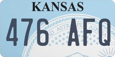 KS license plate 476AFQ