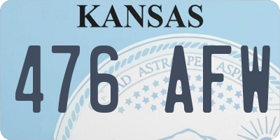 KS license plate 476AFW