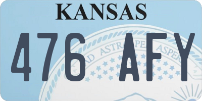 KS license plate 476AFY