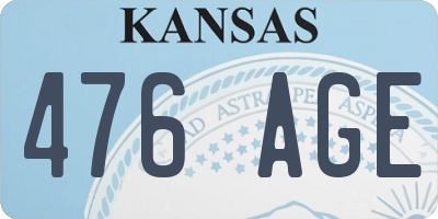 KS license plate 476AGE