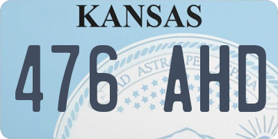 KS license plate 476AHD