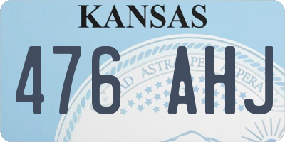 KS license plate 476AHJ