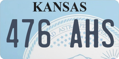 KS license plate 476AHS