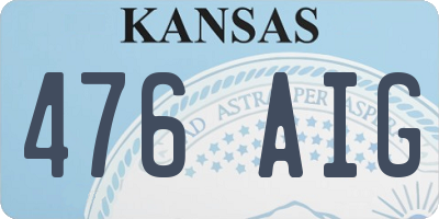 KS license plate 476AIG