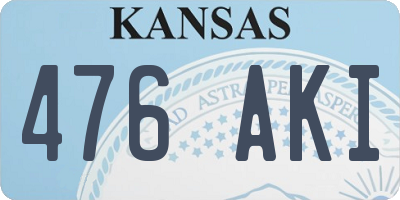 KS license plate 476AKI