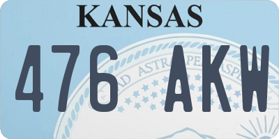 KS license plate 476AKW
