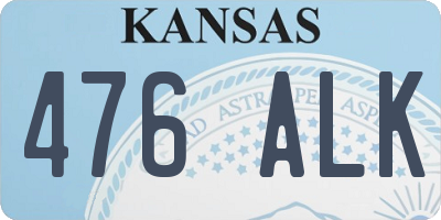 KS license plate 476ALK