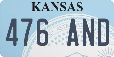 KS license plate 476AND