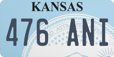 KS license plate 476ANI