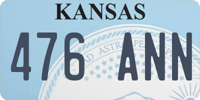KS license plate 476ANN