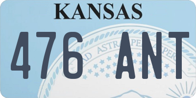 KS license plate 476ANT