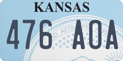 KS license plate 476AOA