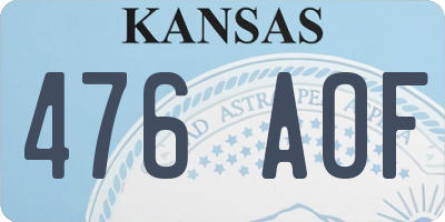 KS license plate 476AOF
