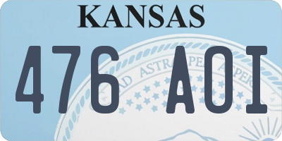 KS license plate 476AOI