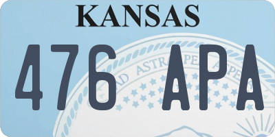 KS license plate 476APA