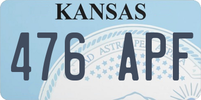 KS license plate 476APF
