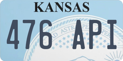 KS license plate 476API