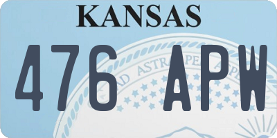 KS license plate 476APW