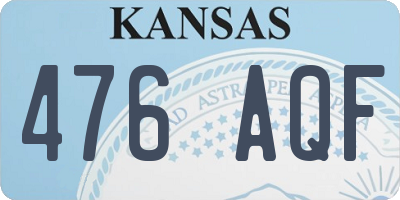KS license plate 476AQF