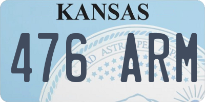 KS license plate 476ARM