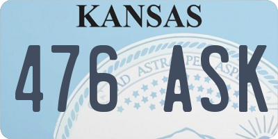 KS license plate 476ASK