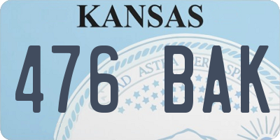 KS license plate 476BAK