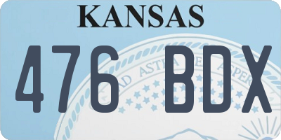 KS license plate 476BDX