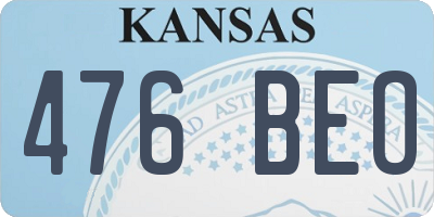 KS license plate 476BEO