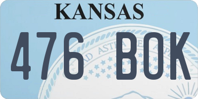 KS license plate 476BOK