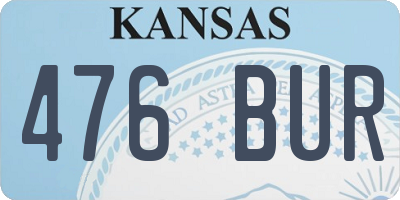 KS license plate 476BUR