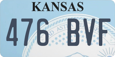 KS license plate 476BVF