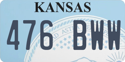 KS license plate 476BWW