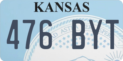 KS license plate 476BYT
