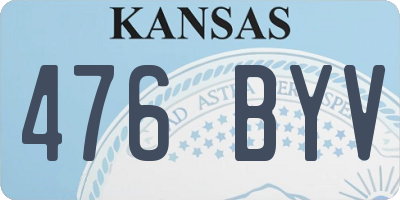 KS license plate 476BYV