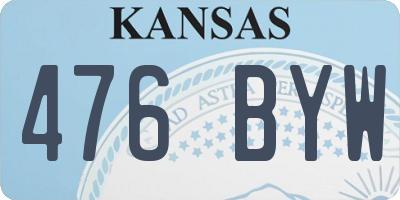 KS license plate 476BYW