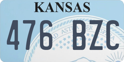 KS license plate 476BZC