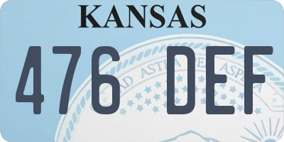 KS license plate 476DEF