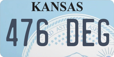 KS license plate 476DEG