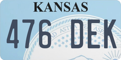KS license plate 476DEK